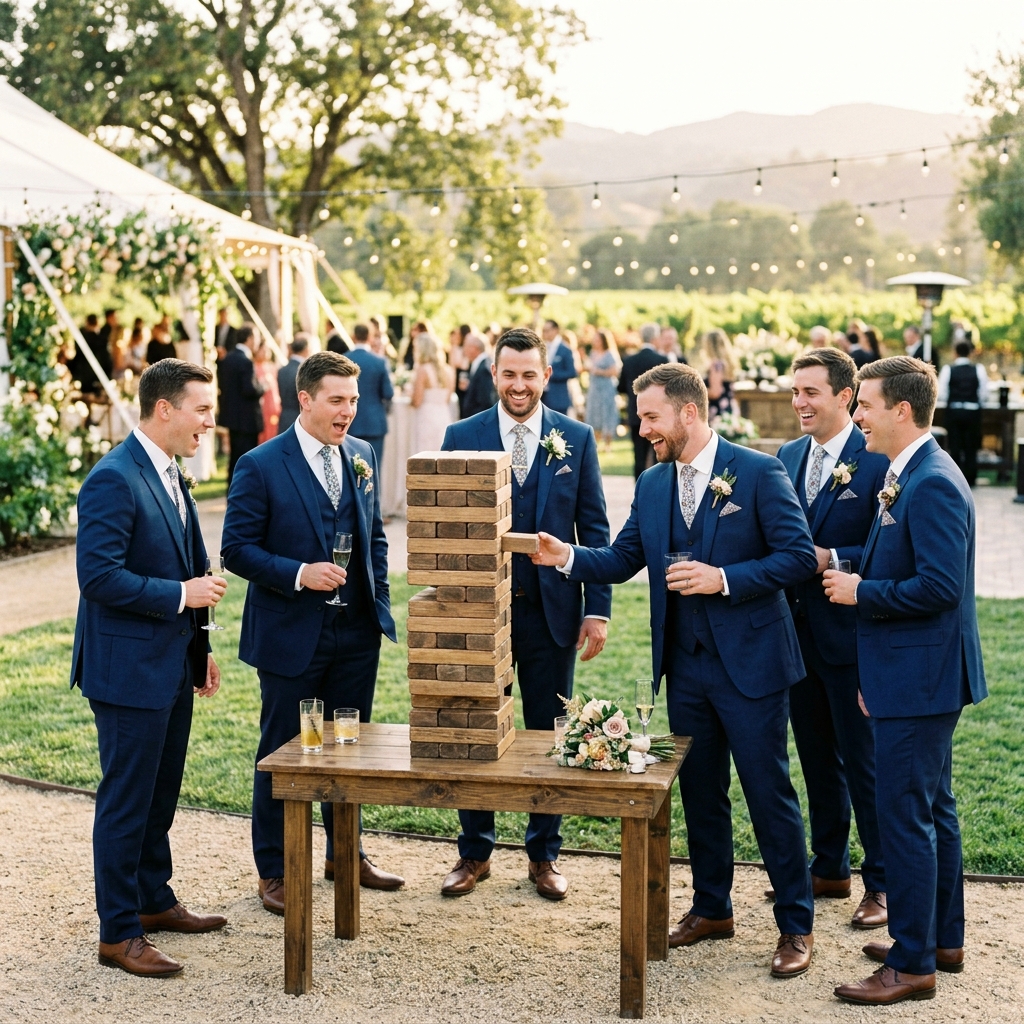 Wedding party in formal suits
